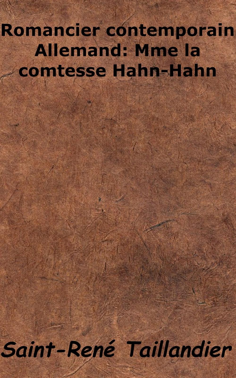 Big bigCover of Romancier contemporain Allemand : Mme la Comtesse Hahn-Hahn