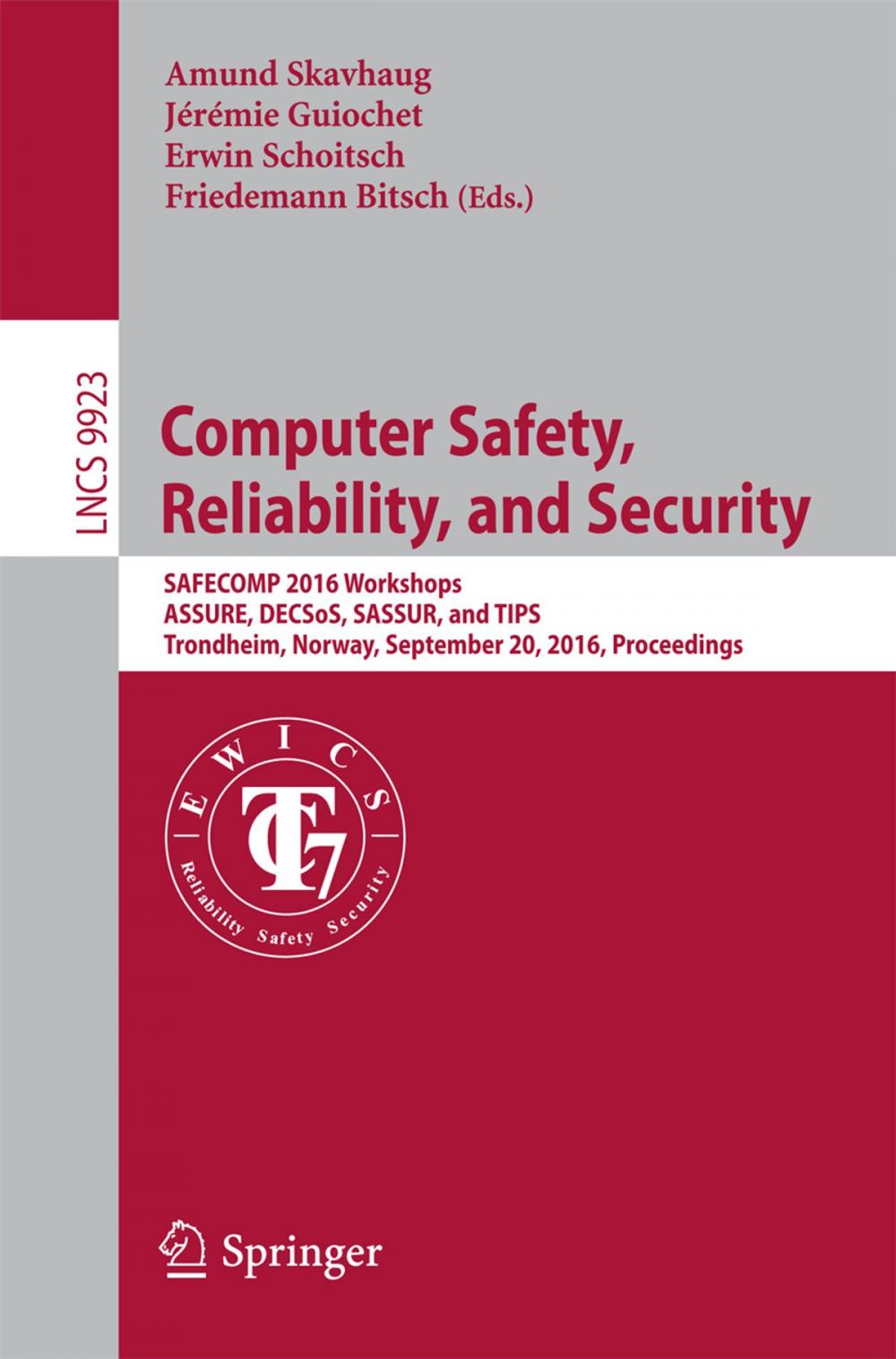 Big bigCover of Computer Safety, Reliability, and Security