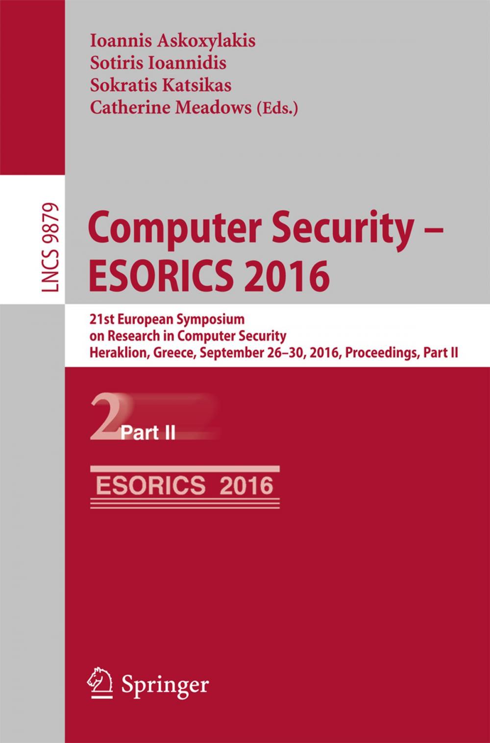 Big bigCover of Computer Security – ESORICS 2016