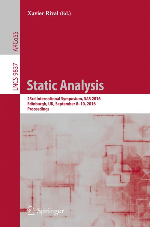 Cover of the book Static Analysis by , Springer Berlin Heidelberg