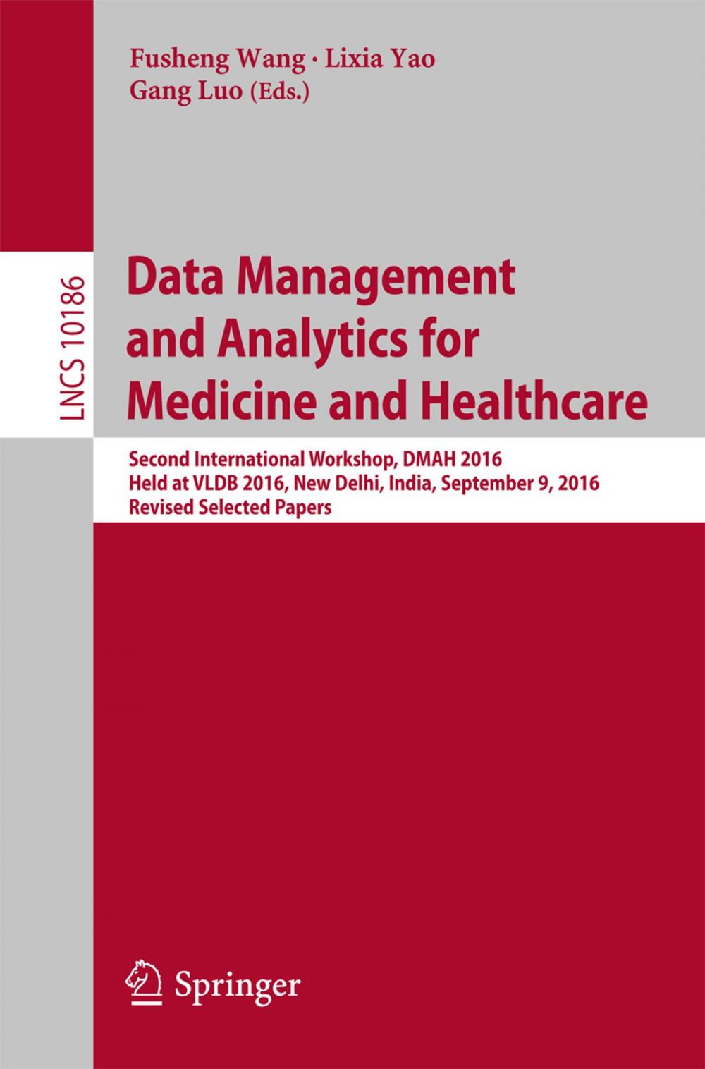 Big bigCover of Data Management and Analytics for Medicine and Healthcare