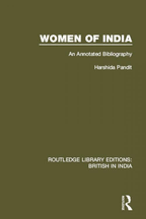 Cover of the book Women of India by Harshida Pandit, Taylor and Francis