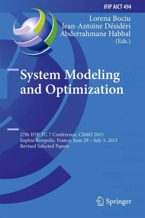 Cover of the book System Modeling and Optimization by , Springer International Publishing