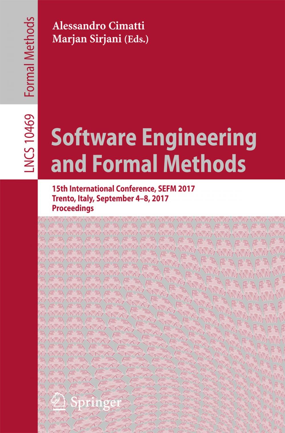 Big bigCover of Software Engineering and Formal Methods