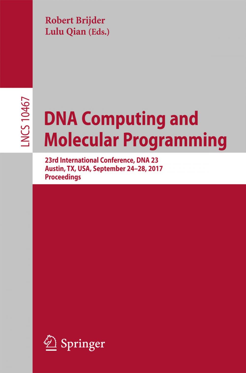 Big bigCover of DNA Computing and Molecular Programming