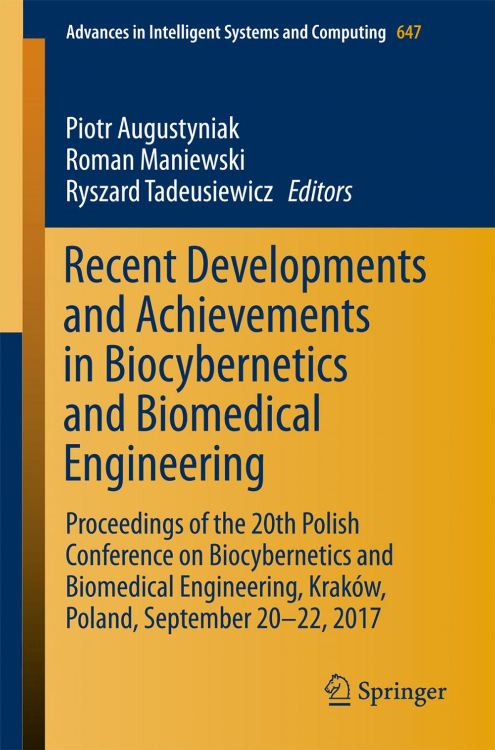 Big bigCover of Recent Developments and Achievements in Biocybernetics and Biomedical Engineering