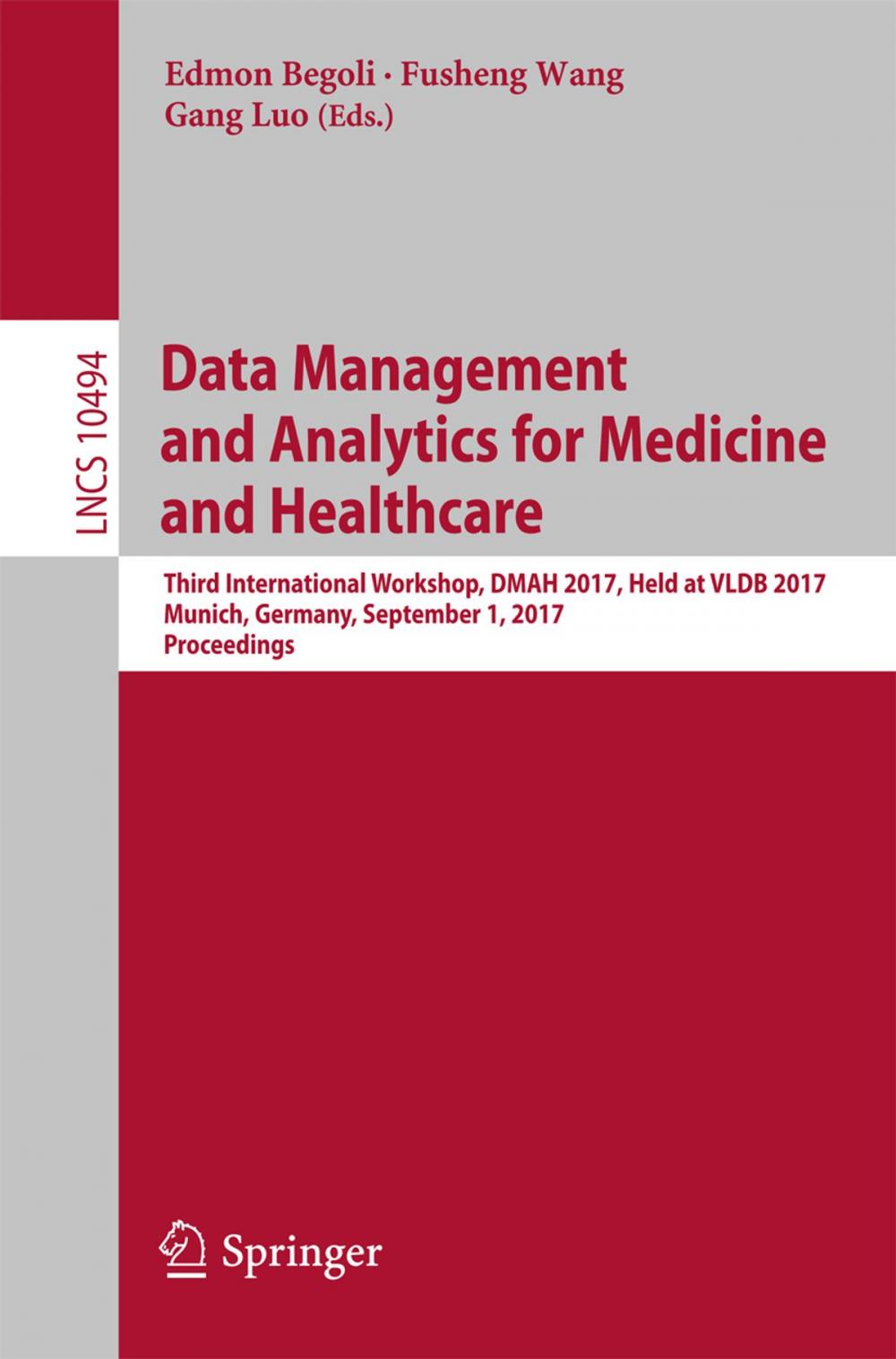 Big bigCover of Data Management and Analytics for Medicine and Healthcare