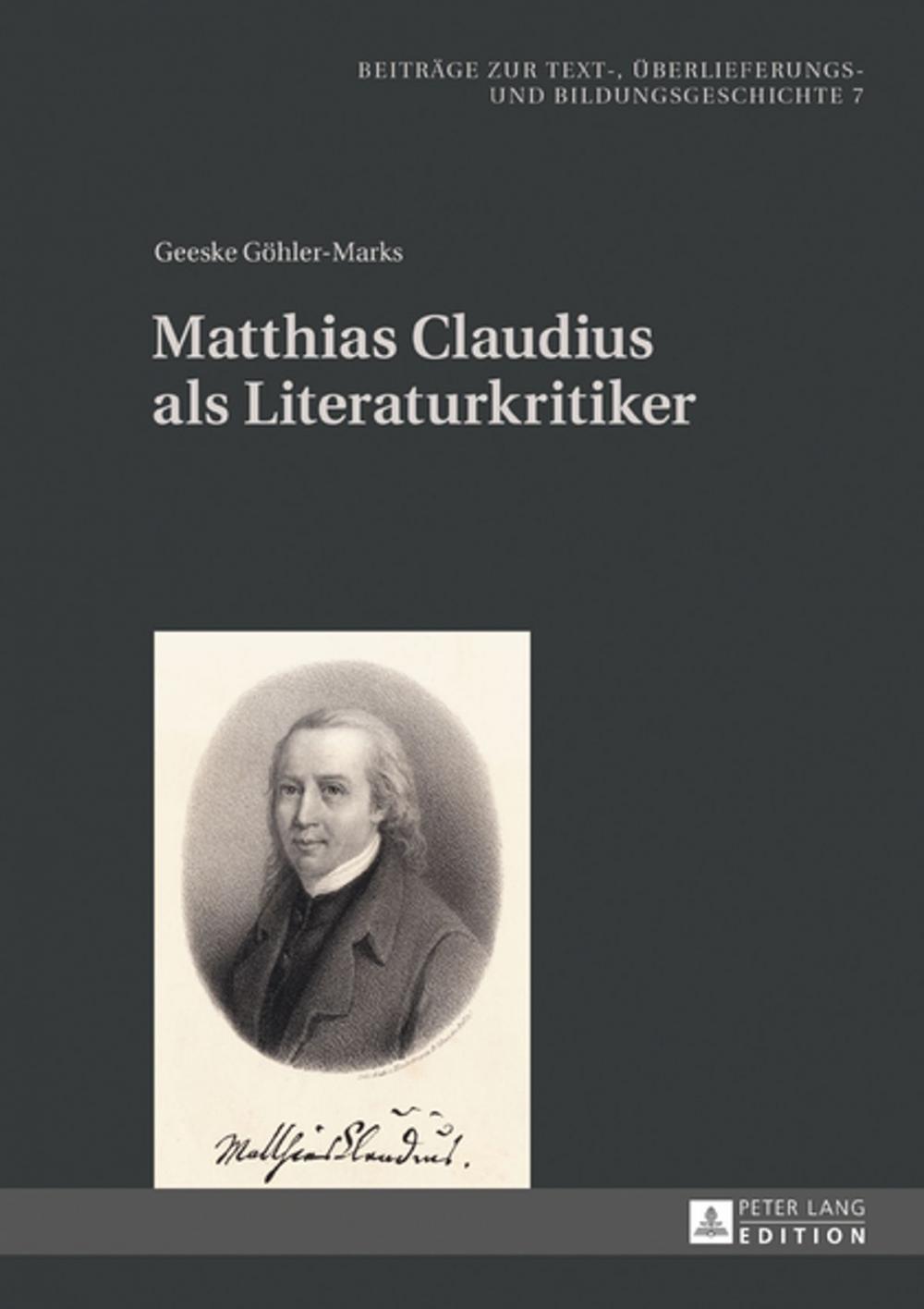 Big bigCover of Matthias Claudius als Literaturkritiker