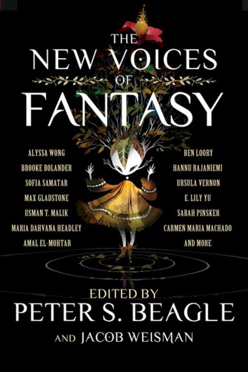 Cover of the book The New Voices of Fantasy by Eugene Fisher, Brooke Bolander, Maria Dahvana Headley, Ben Loory, Carmen Maria Machado, Usman T. Malik, Hannu Rajaniemi, Adam Ehrlich Sachs, Sofia Samatar, Kelly Sandoval, A. C. Wise, Alyssa Wong, JY Yang, E. Lily Yu, Sarah Pinsker, Amal El-Mohtar, Max Gladstone, Ursula Vernon, Chris Tarry, Tachyon Publications