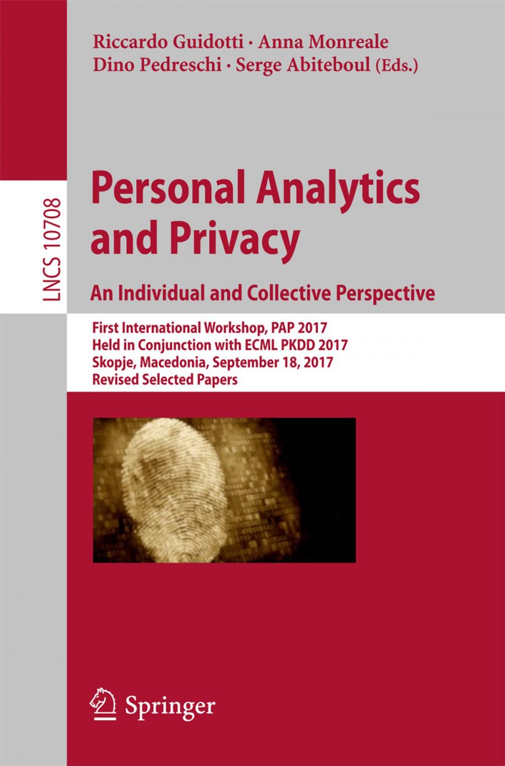 Big bigCover of Personal Analytics and Privacy. An Individual and Collective Perspective