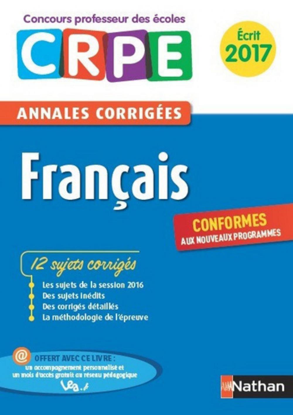 Big bigCover of Ebook - Annales CRPE 2017 : Français