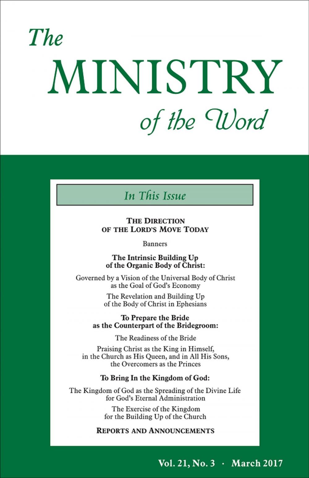 Big bigCover of The Ministry of the Word, Vol. 21, No. 3