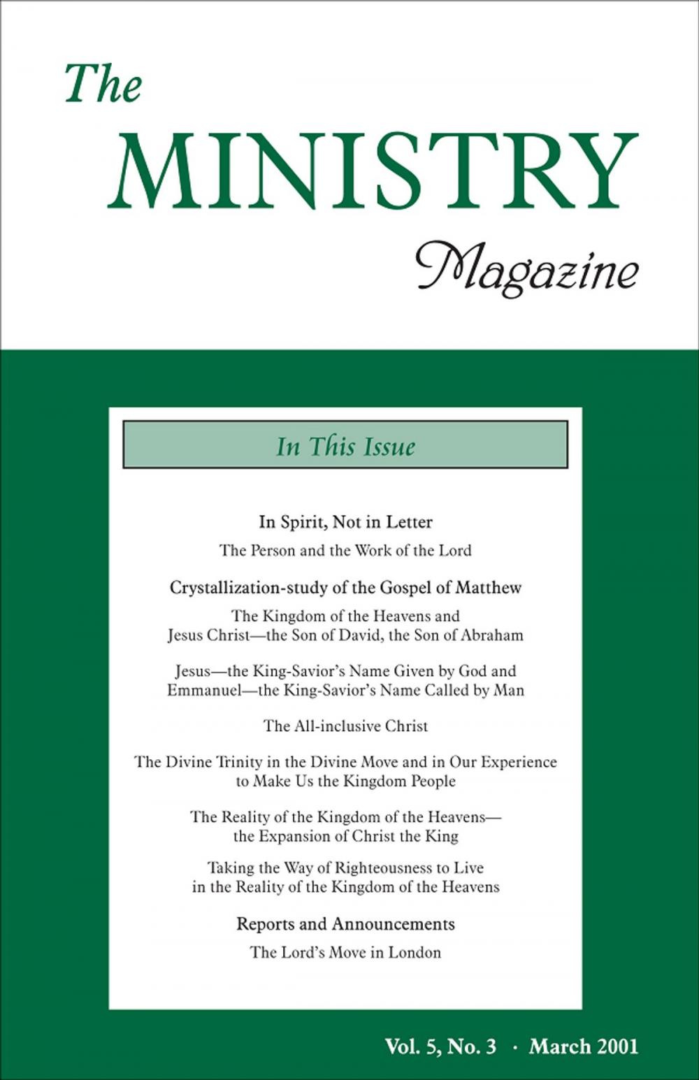 Big bigCover of The Ministry of the Word, Vol. 5, No. 3