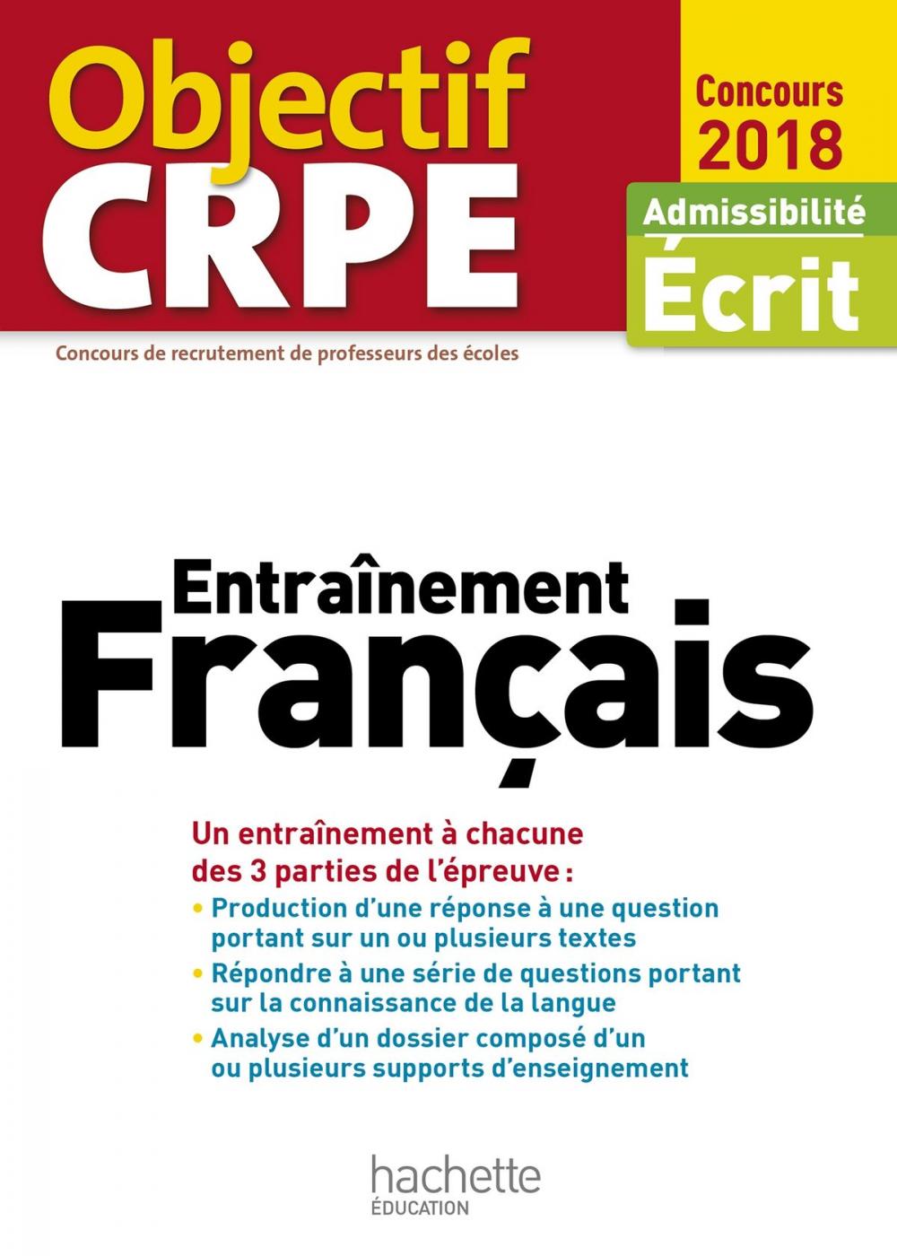 Big bigCover of Objectif CRPE Entrainement En Français - 2018