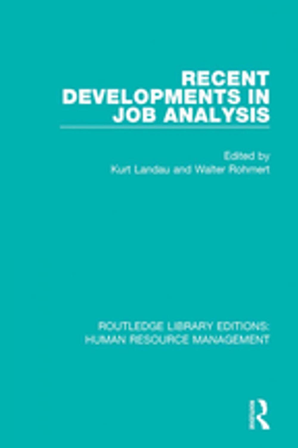 Big bigCover of Recent Developments in Job Analysis