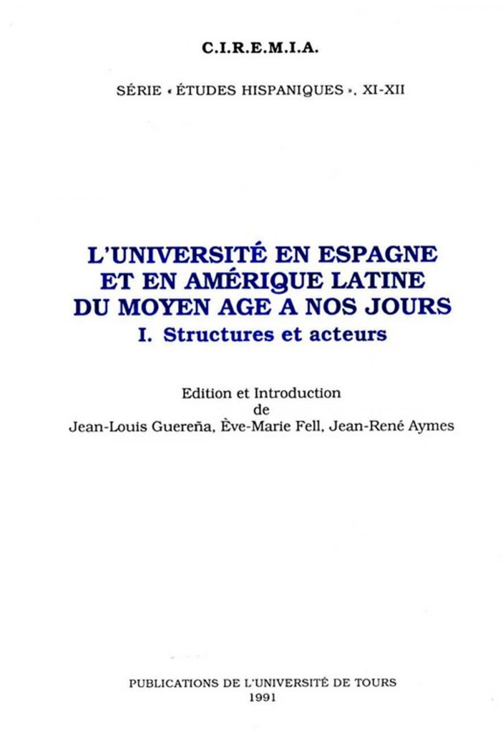 Big bigCover of L'Université en Espagne et en Amérique Latine du Moyen Âge à nos jours. I