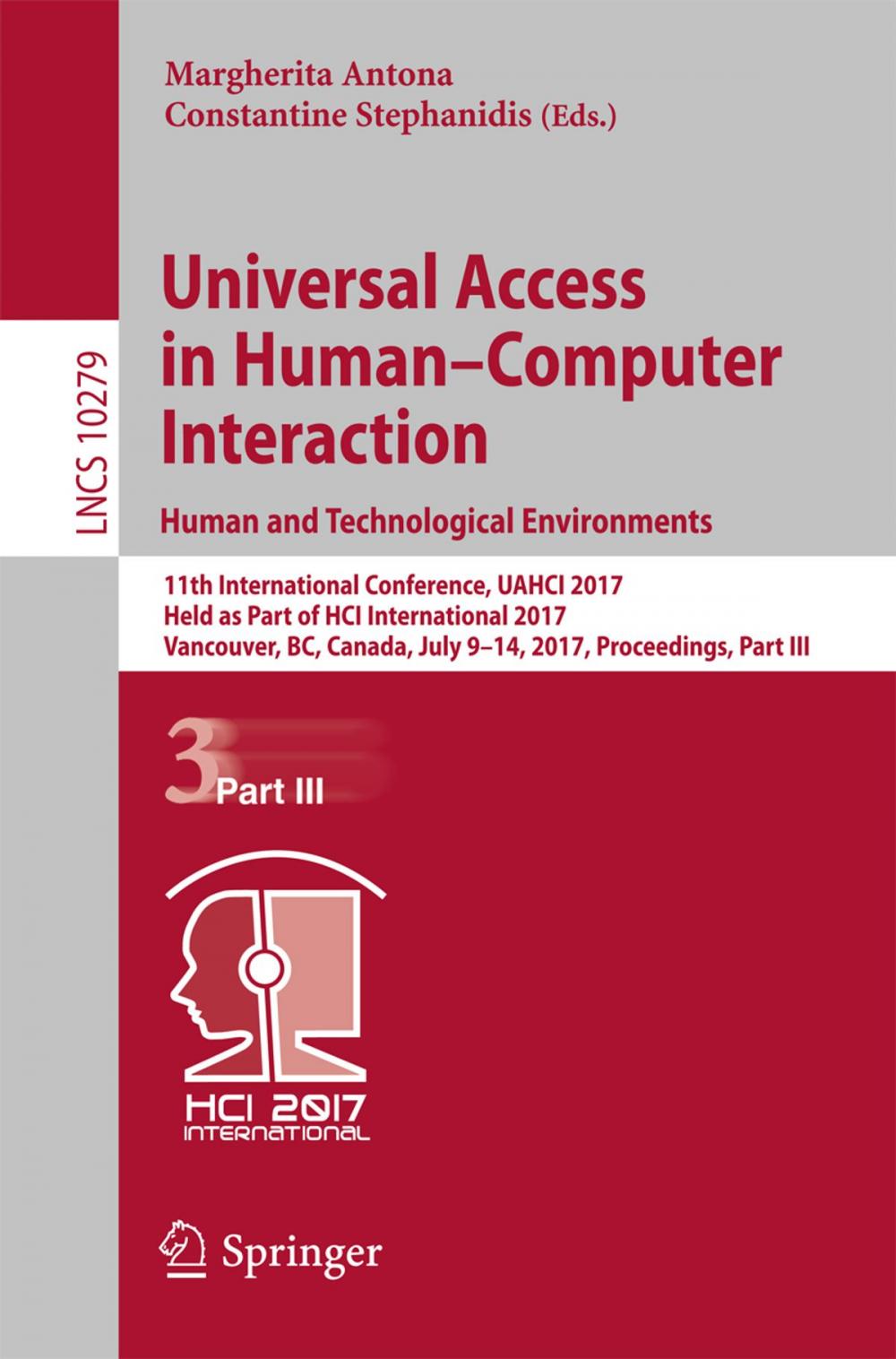 Big bigCover of Universal Access in Human–Computer Interaction. Human and Technological Environments