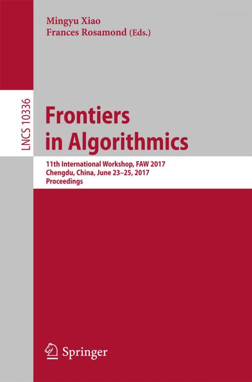 Cover of the book Frontiers in Algorithmics by , Springer International Publishing