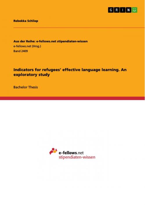 Cover of the book Indicators for refugees' effective language learning. An exploratory study by Rebekka Schliep, GRIN Verlag