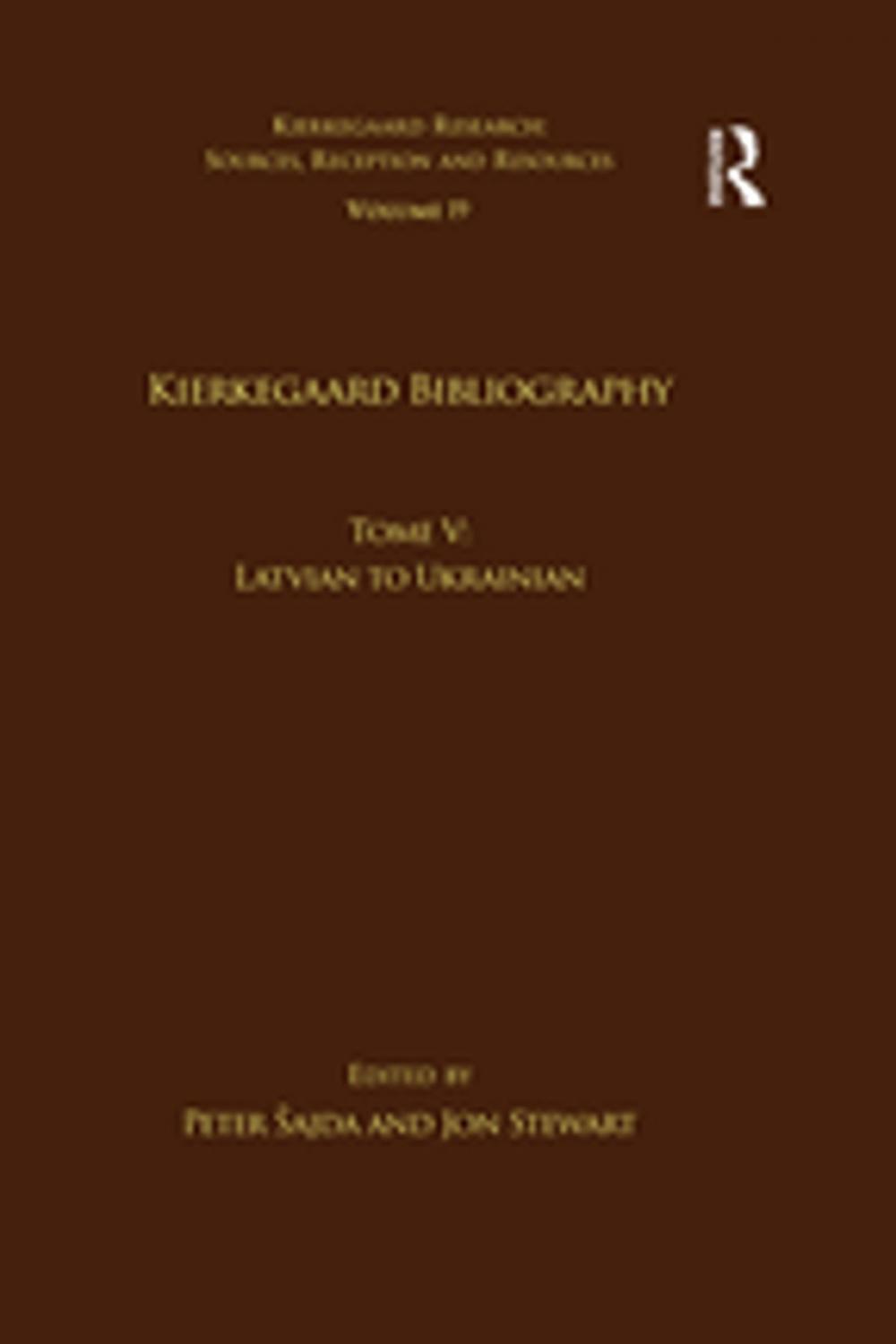 Big bigCover of Volume 19, Tome V: Kierkegaard Bibliography