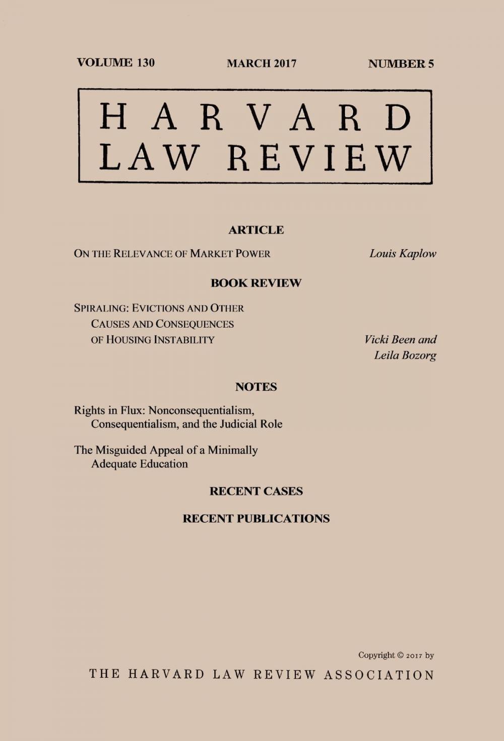 Big bigCover of Harvard Law Review: Volume 130, Number 5 - March 2017