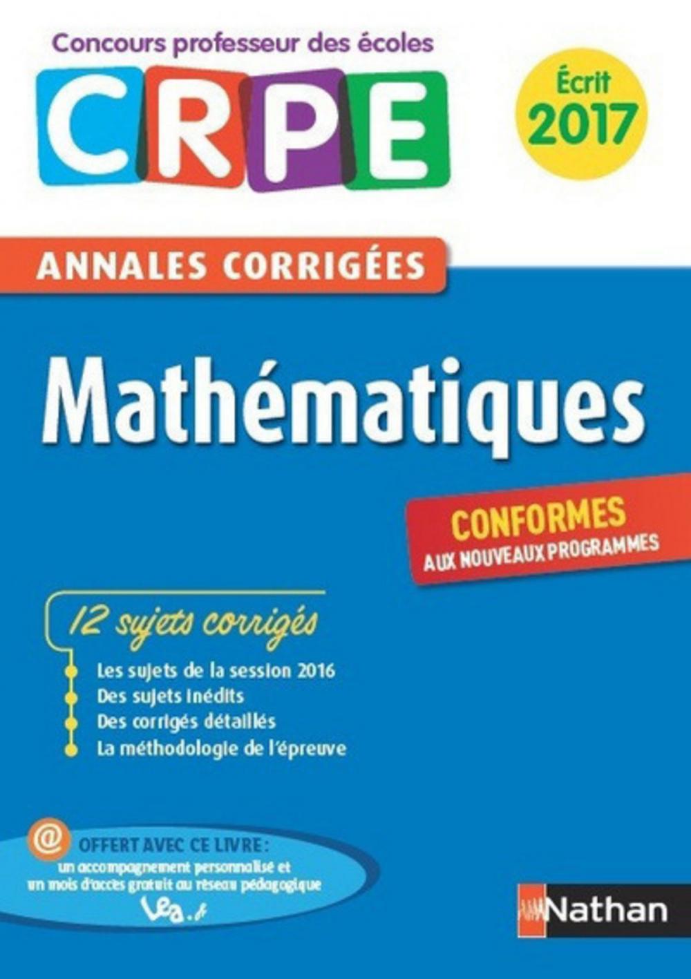 Big bigCover of Ebook - Annales CRPE 2017 : Mathématiques