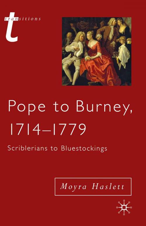 Cover of the book Pope to Burney, 1714-1779 by Moyra Haslett, Macmillan Education UK