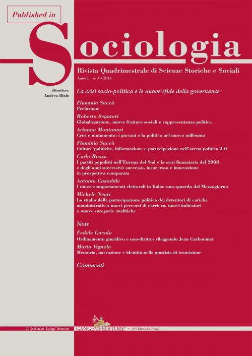 Cover of the book Globalizzazione, nuove fratture sociali e rappresentanza politica by Roberto Segatori, Gangemi Editore