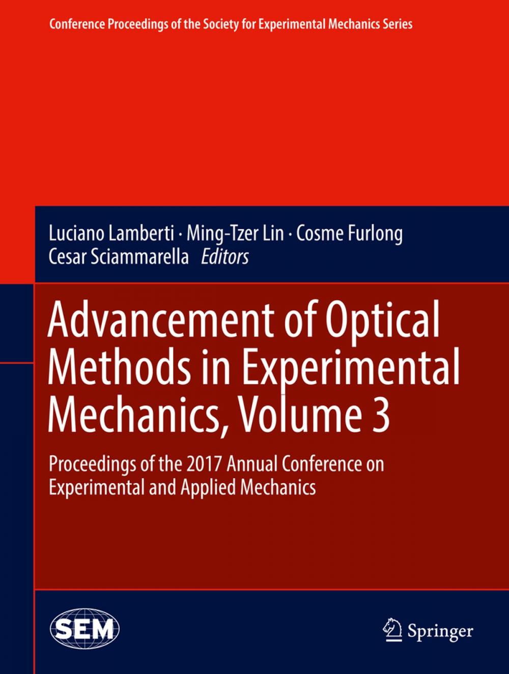 Big bigCover of Advancement of Optical Methods in Experimental Mechanics, Volume 3