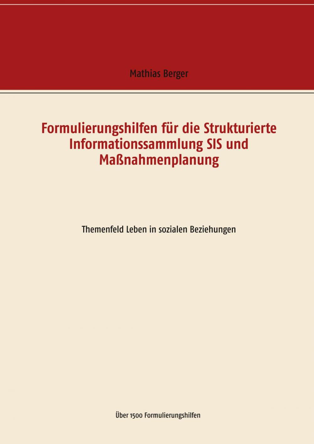 Big bigCover of Formulierungshilfen für die Strukturierte Informationssammlung SIS und Maßnahmenplanung