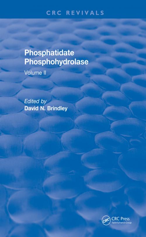 Cover of the book Phosphatidate Phosphohydrolase (1988) by David N. Brindley, CRC Press