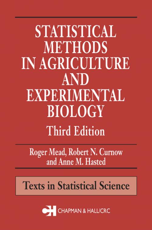 Cover of the book Statistical Methods in Agriculture and Experimental Biology by Roger Mead, CRC Press