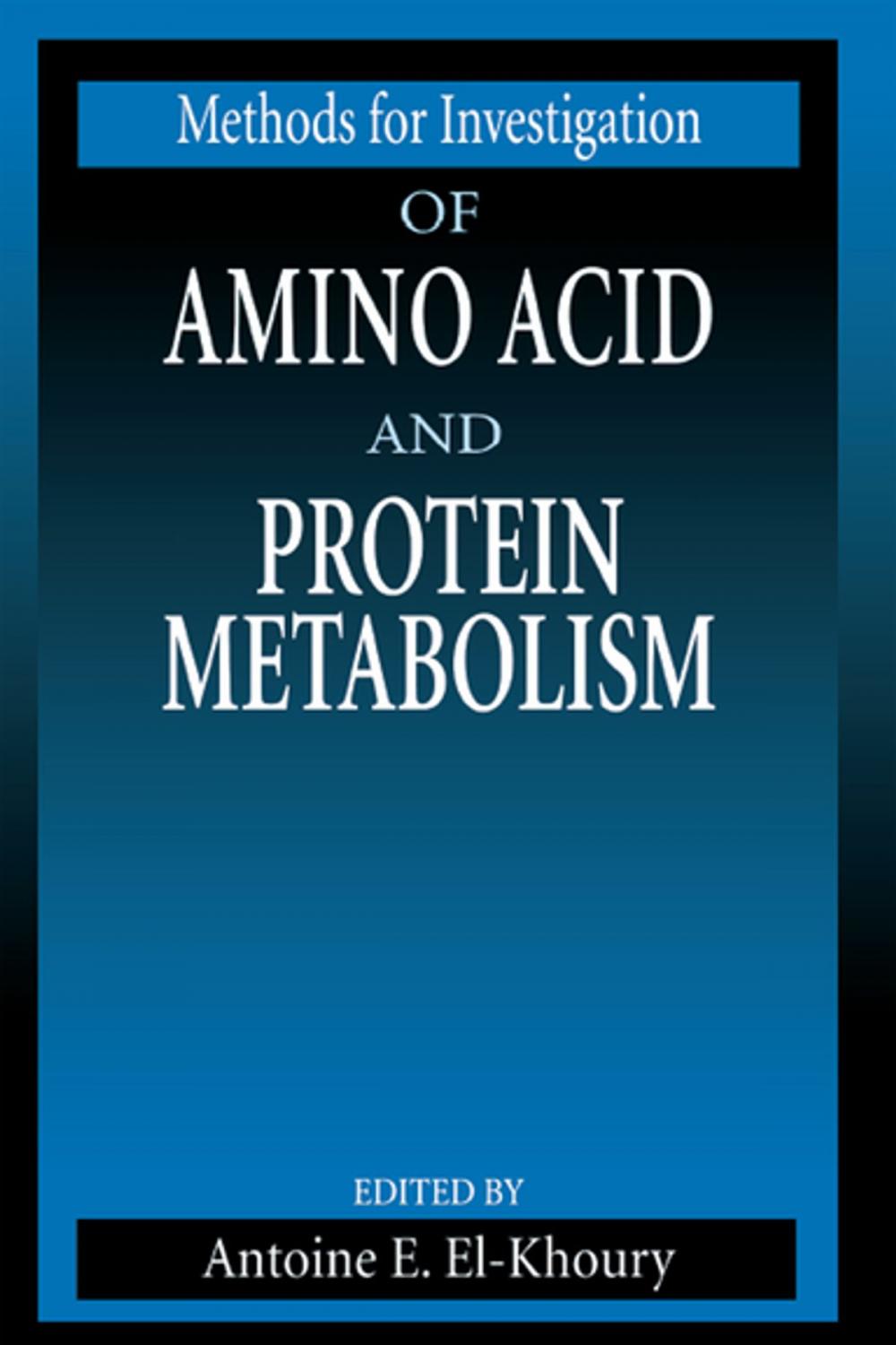 Big bigCover of Methods for Investigation of Amino Acid and Protein Metabolism