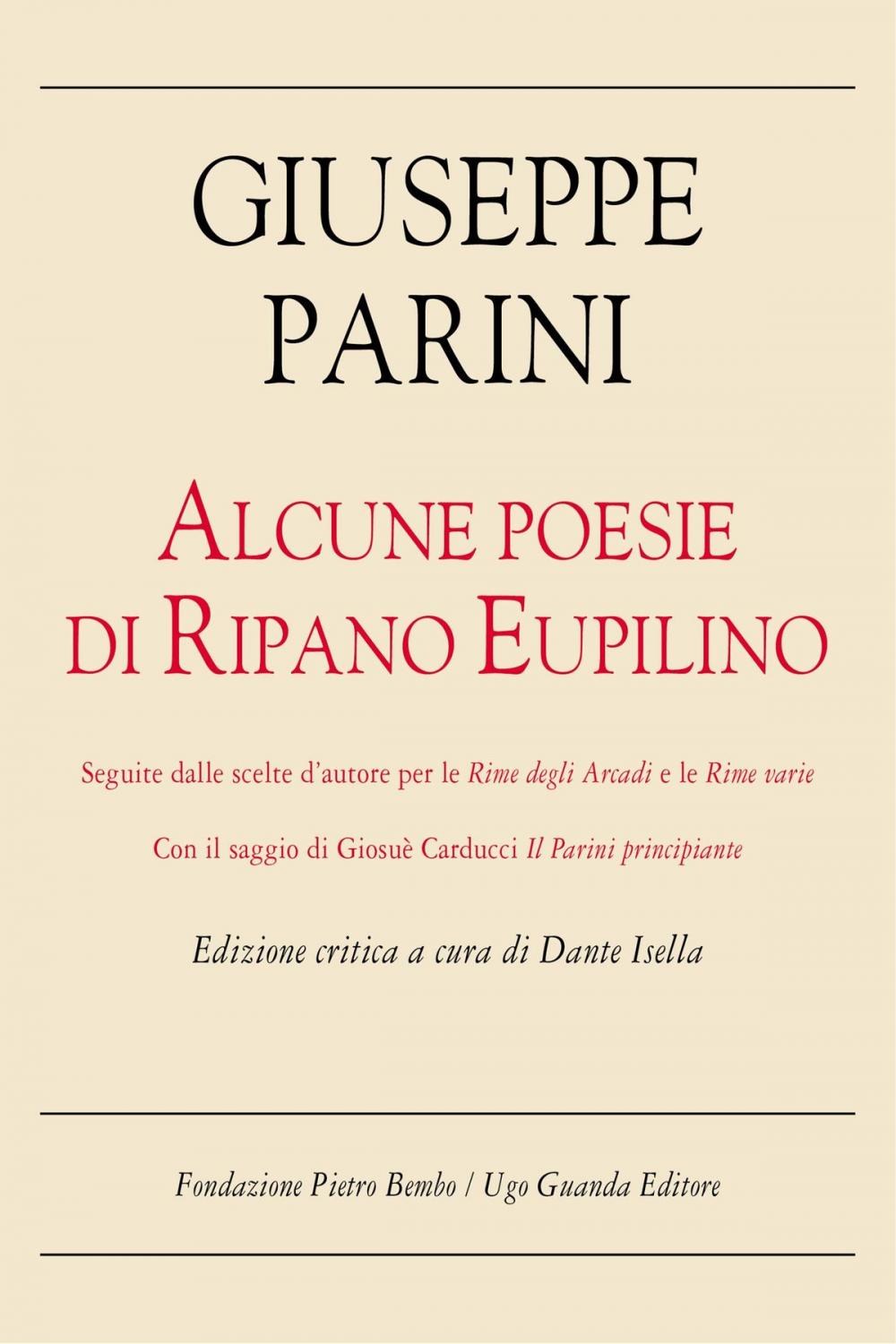 Big bigCover of Alcune poesie di Ripano Eupilino. Edizione critica