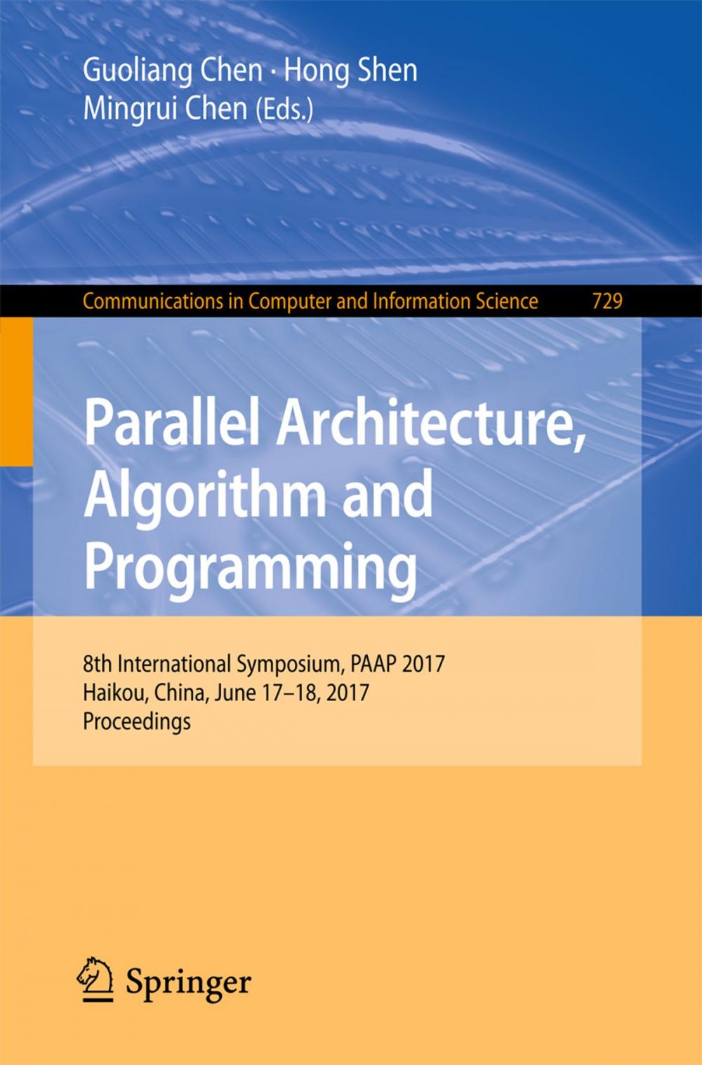 Big bigCover of Parallel Architecture, Algorithm and Programming