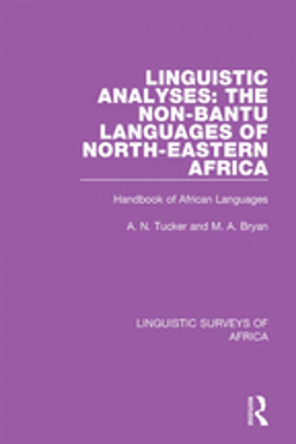 Big bigCover of Linguistic Analyses: The Non-Bantu Languages of North-Eastern Africa