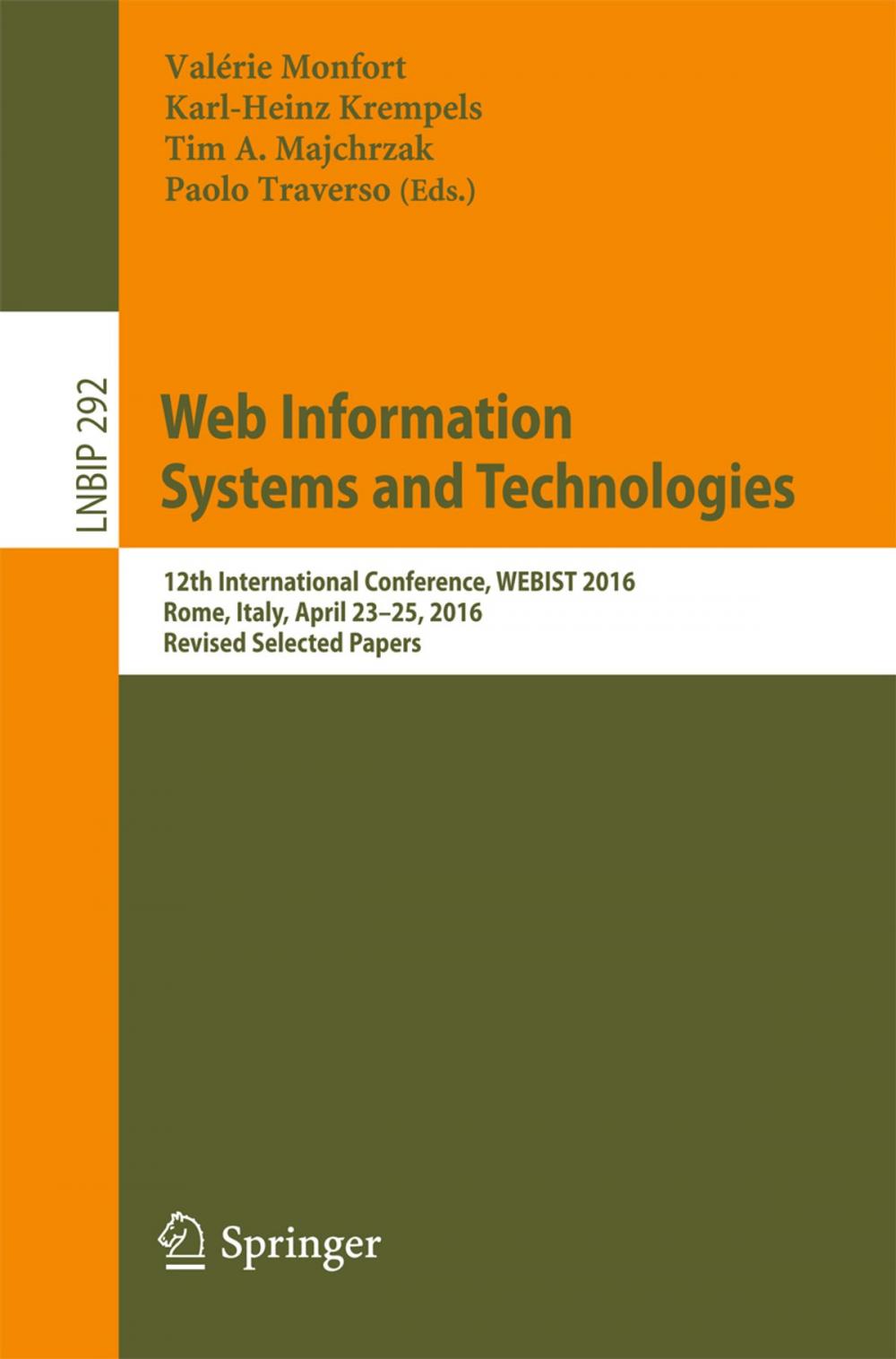 Big bigCover of Web Information Systems and Technologies