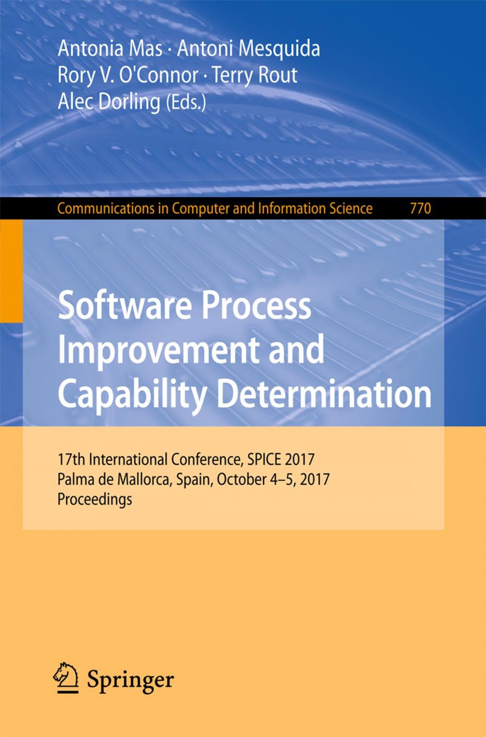 Big bigCover of Software Process Improvement and Capability Determination