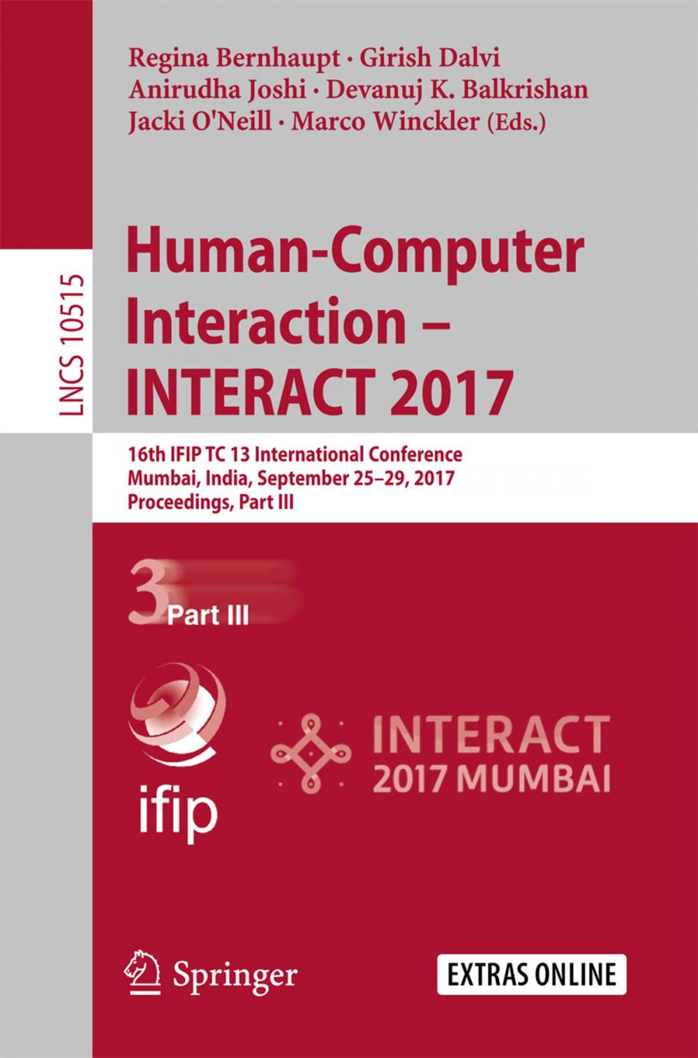 Big bigCover of Human-Computer Interaction – INTERACT 2017