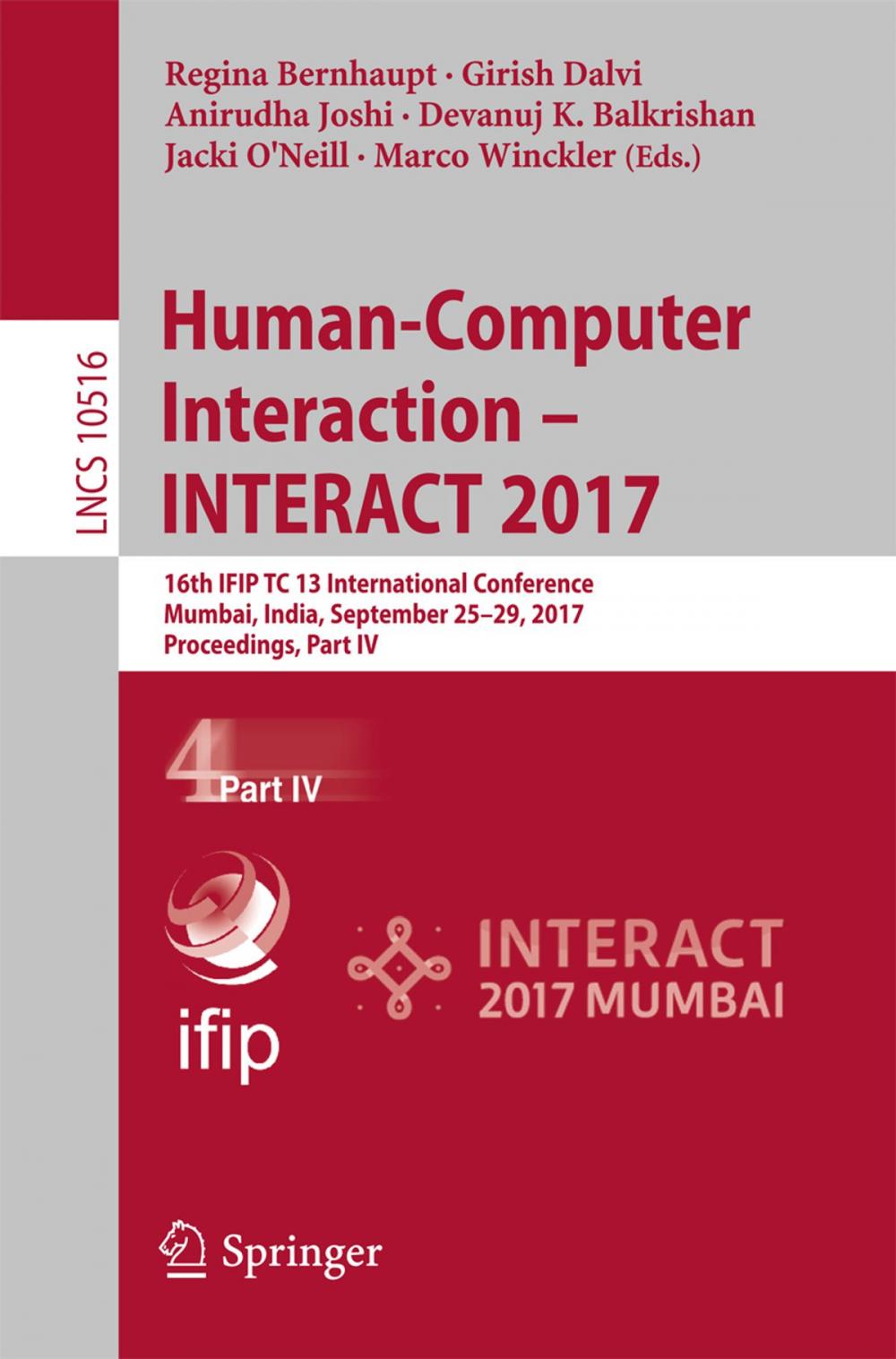 Big bigCover of Human-Computer Interaction – INTERACT 2017