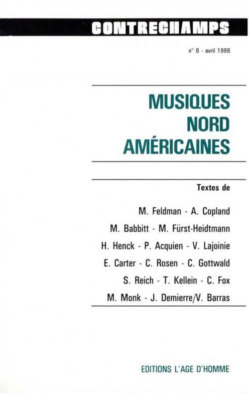 Cover of the book Musiques nord-américaines by Collectif, Éditions Contrechamps