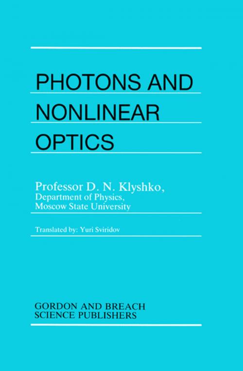 Cover of the book Photons Nonlinear Optics by D.N. Klyshko, CRC Press