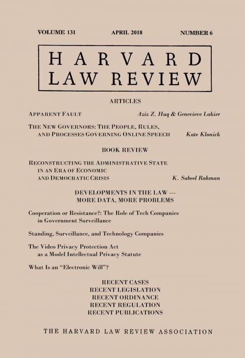 Cover of the book Harvard Law Review: Volume 131, Number 6 - April 2018 by Harvard Law Review, Quid Pro, LLC