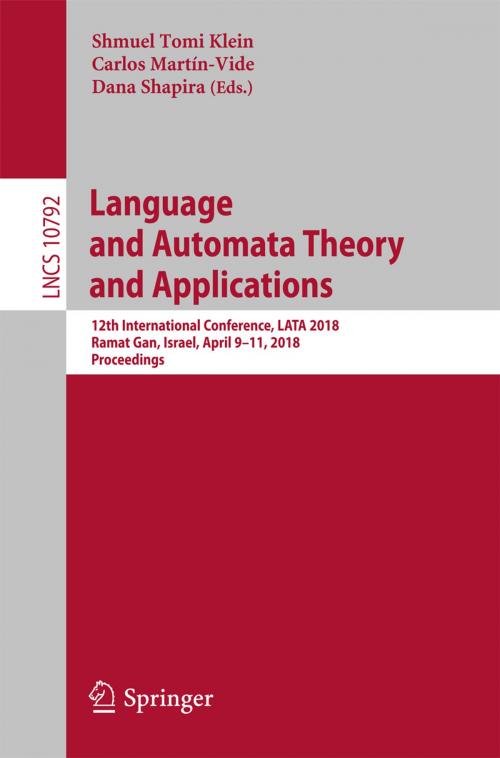 Cover of the book Language and Automata Theory and Applications by , Springer International Publishing