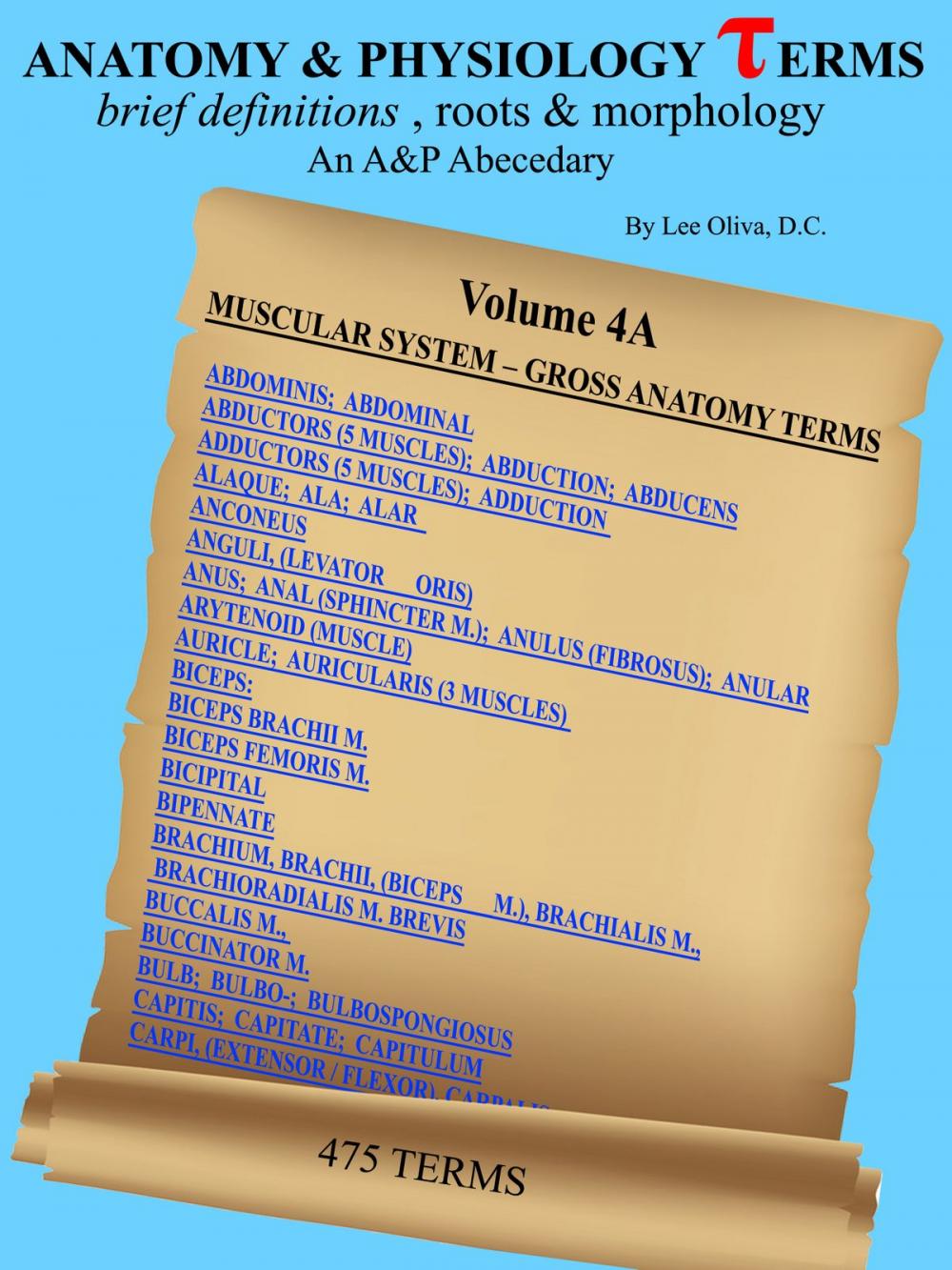 Big bigCover of Anatomy and Physiology Terms: Brief Definitions, Roots & Morphology; An Abecedary; Vol 4A Muscular System - Gross Anatomy Terms