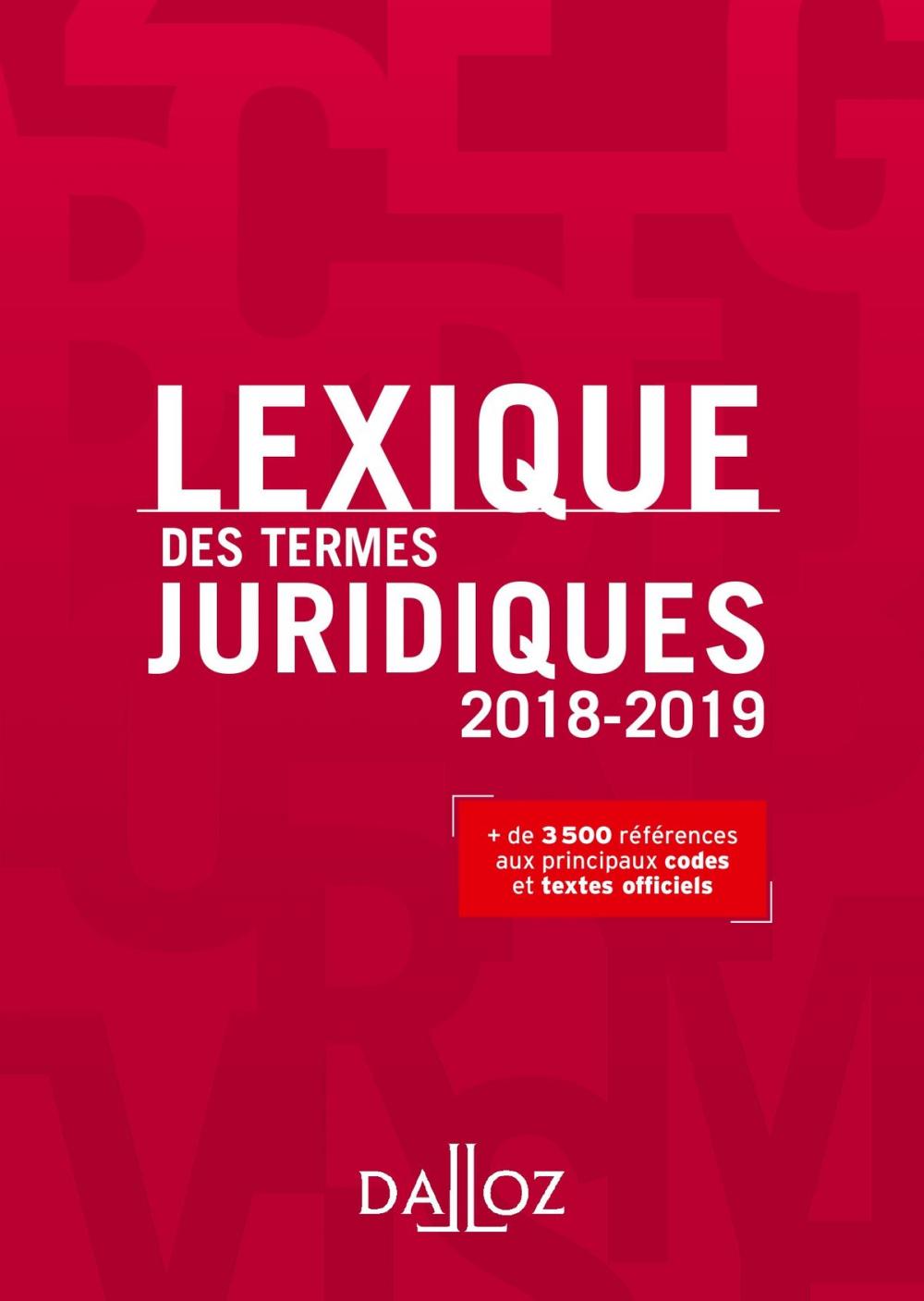 Big bigCover of Lexique des termes juridiques 2018-2019