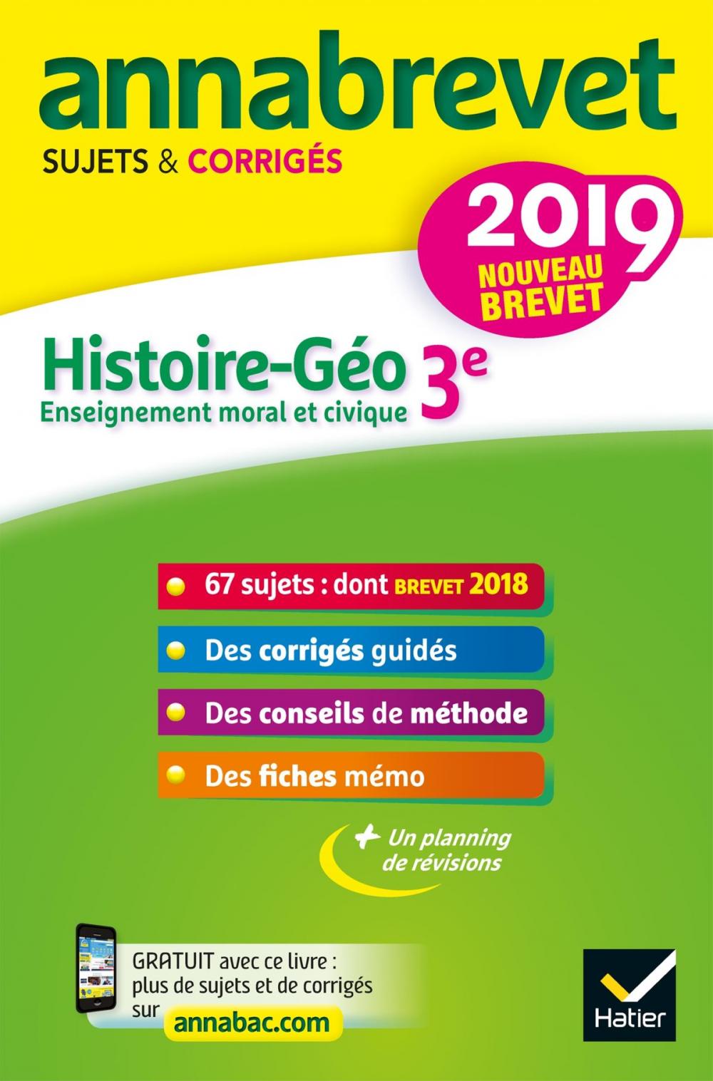 Big bigCover of Annales du brevet Annabrevet 2019 Histoire Géographie EMC 3e