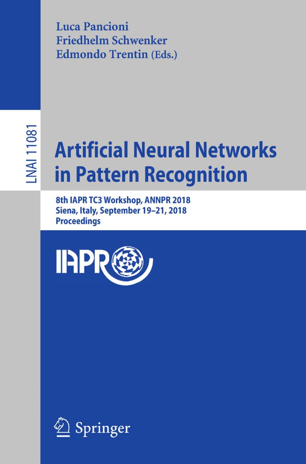 Big bigCover of Artificial Neural Networks in Pattern Recognition