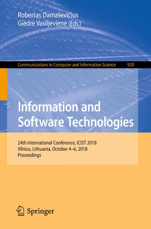 Cover of the book Information and Software Technologies by , Springer International Publishing