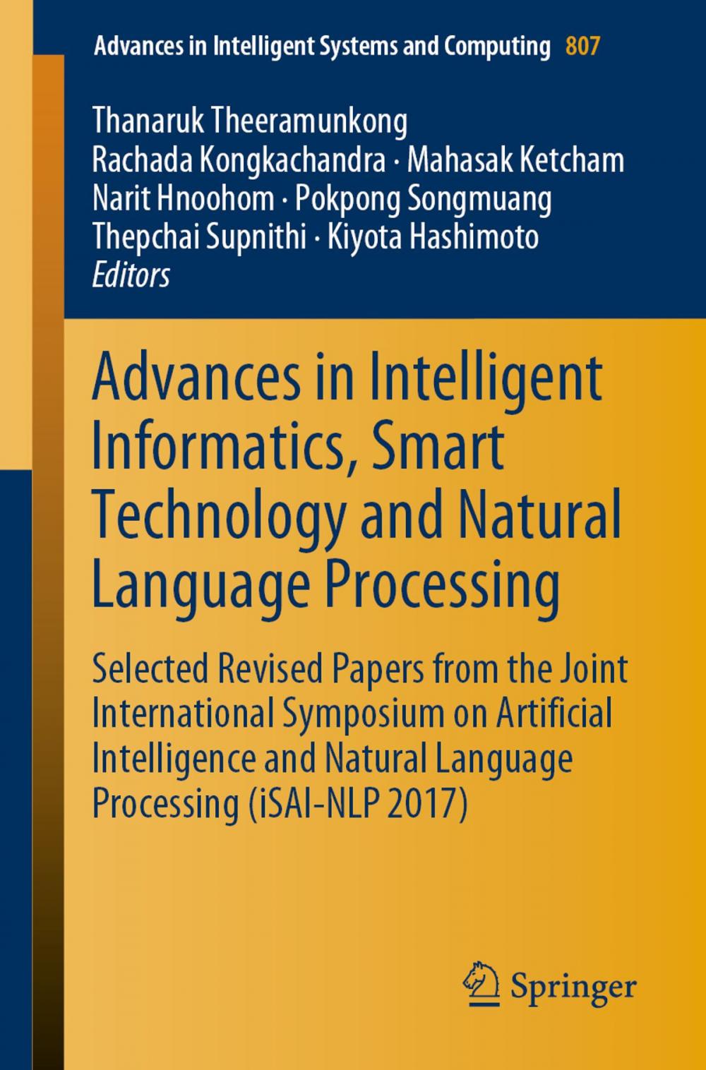 Big bigCover of Advances in Intelligent Informatics, Smart Technology and Natural Language Processing